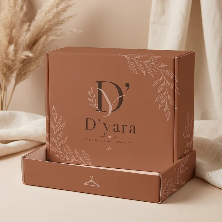 Clothes Packaging for D' Yara - AI-generated packaging design concept