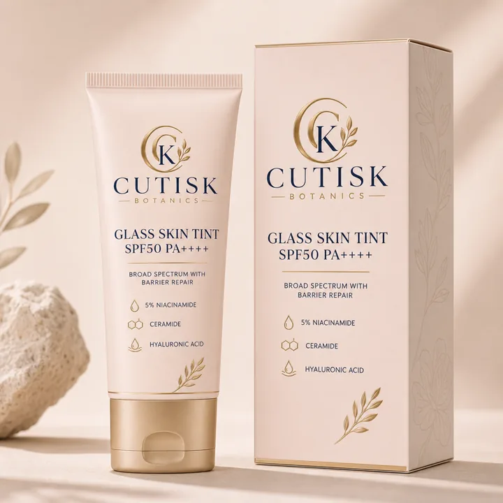 GLASS SKIN TINT SPF50 PA++++ Packaging for CutisK - AI-generated packaging design concept