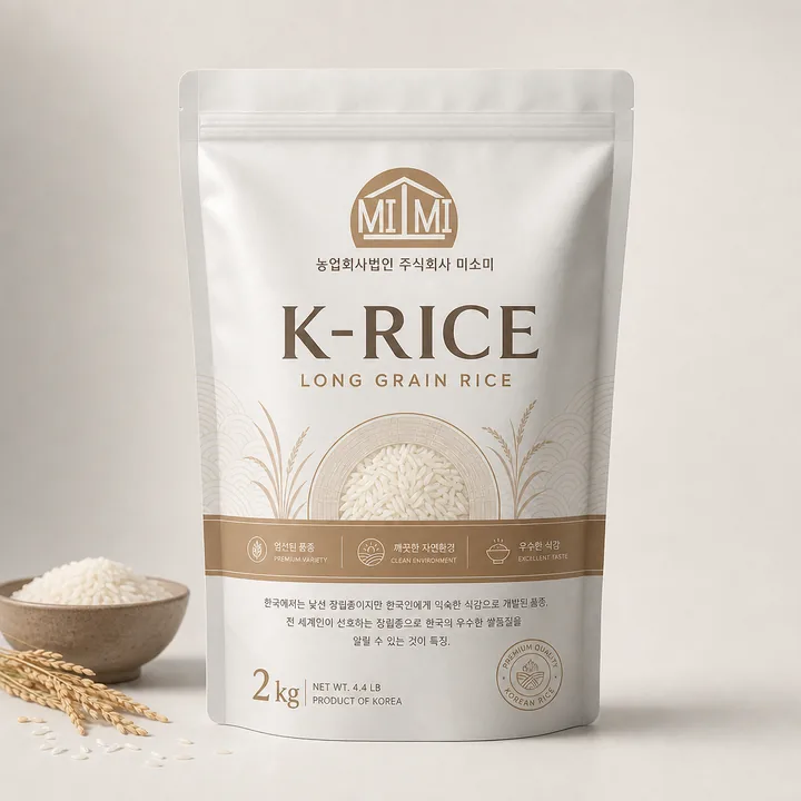 K-RICE Packaging for 농업회사법인 주식회사 미소미 - AI-generated packaging design concept