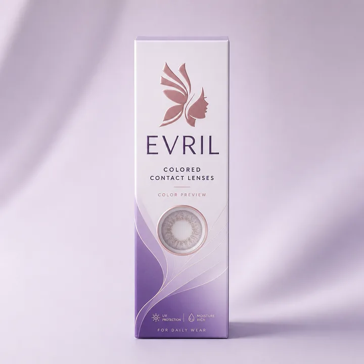 Colored Contact Lenses Packaging for Evril - AI-generated packaging design concept