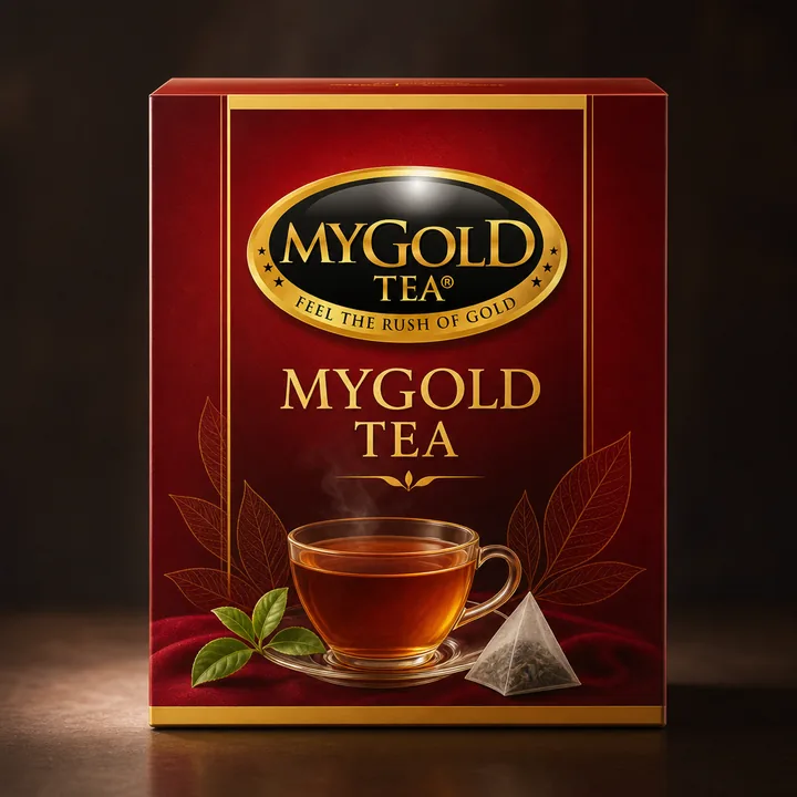 MyGold Tea Packaging for MyGold Tea - AI-generated packaging design concept