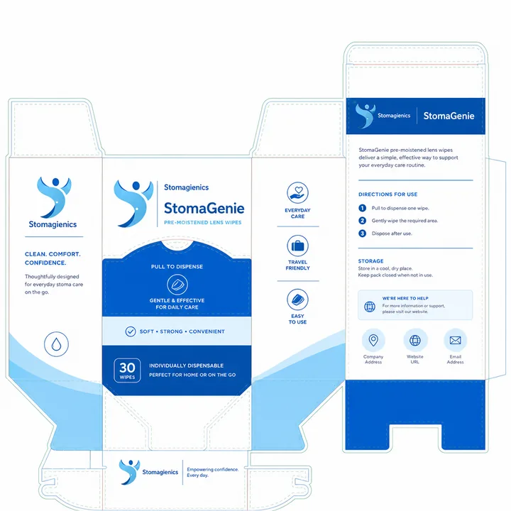 StomaGenie Packaging for Stomagienics - AI-generated packaging design concept