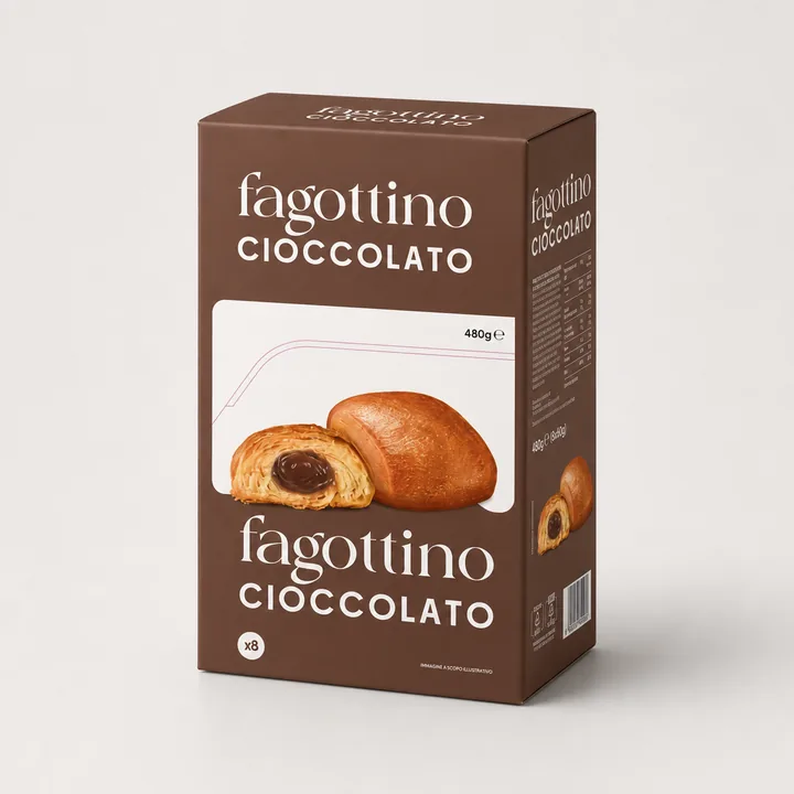 Fagottini Packaging for Emma - AI-generated packaging design concept
