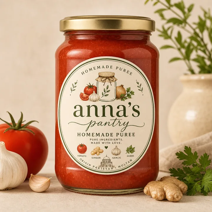 Homemade Puree Packaging for Anna's Pantry #1023 - AI-generated packaging design concept