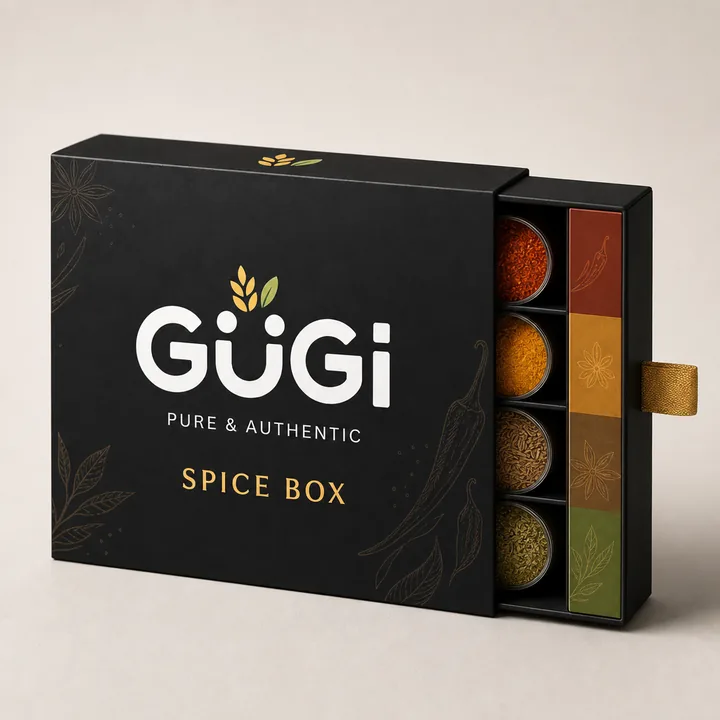 Spice Box Packaging for GUGi - AI-generated packaging design concept