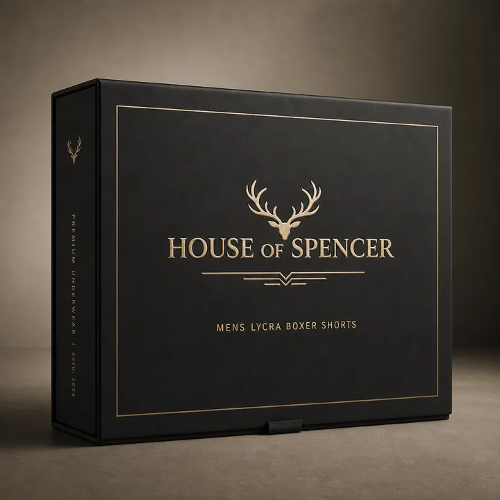 MENS LYCRA BOXER SHORTS Packaging for HOUSE OF SPENCER - AI-generated packaging design concept