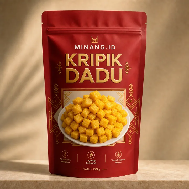 KRIPIK DADU Packaging for MINANG.ID - AI-generated packaging design concept
