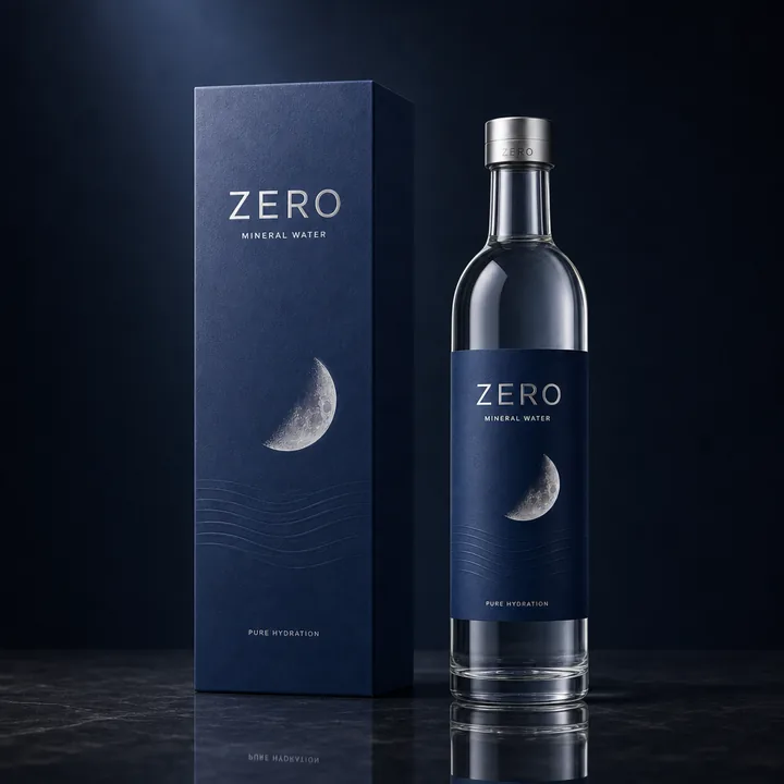 Water Bottle Packaging for Zero Mineral Water - AI-generated packaging design concept