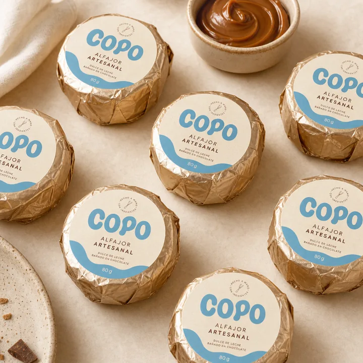 Alfajor Artesanal Packaging for Copo - AI-generated packaging design concept
