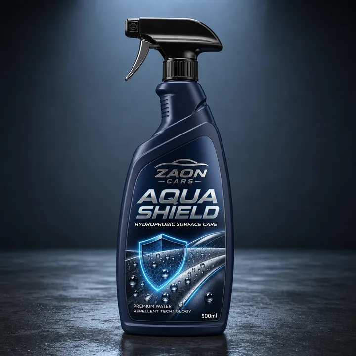 AQUA SHIELD Packaging for Zaon Cars - AI-generated packaging design concept