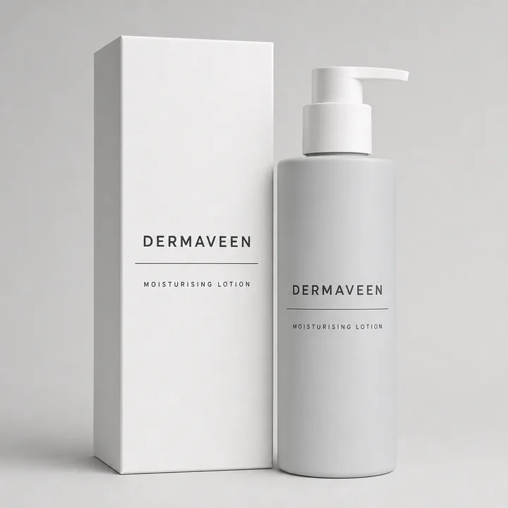 Moisturising Lotion Packaging for Dermaveen - AI-generated packaging design concept