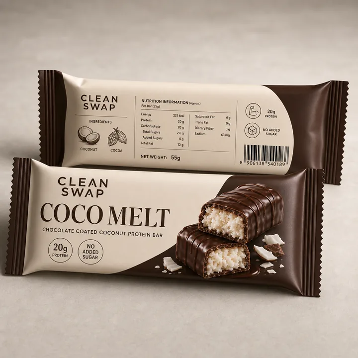 Protein Bar Packaging for Clean Swap - AI-generated packaging design concept