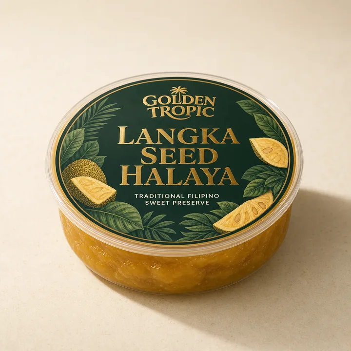 Traditional Langka Seed Halaya Packaging for Golden Tropic - AI-generated packaging design concept