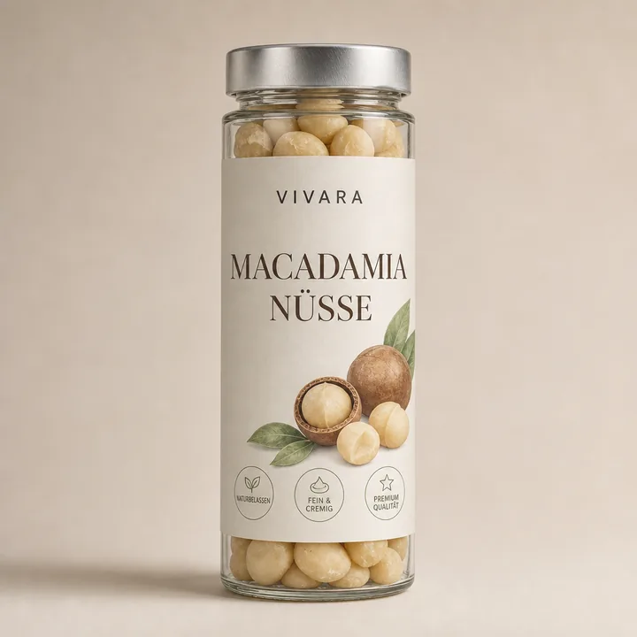 Macadamia Nüsse Packaging for Vivara Naturkost - AI-generated packaging design concept