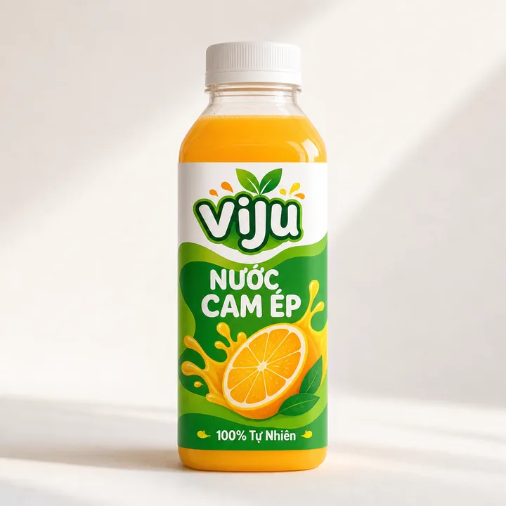 Nước Cam Ép Packaging for Viju - AI-generated packaging design concept