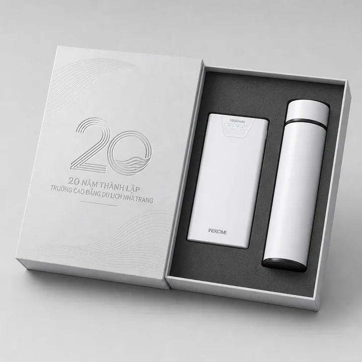 Hộp Âm Dương Packaging for 20 Năm Thành Lập Trường Cao Đẳng Du Lich Nha Trang - AI-generated packaging design concept