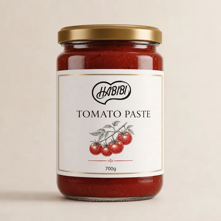 Tomato Paste Packaging for Habibi - AI-generated packaging design concept