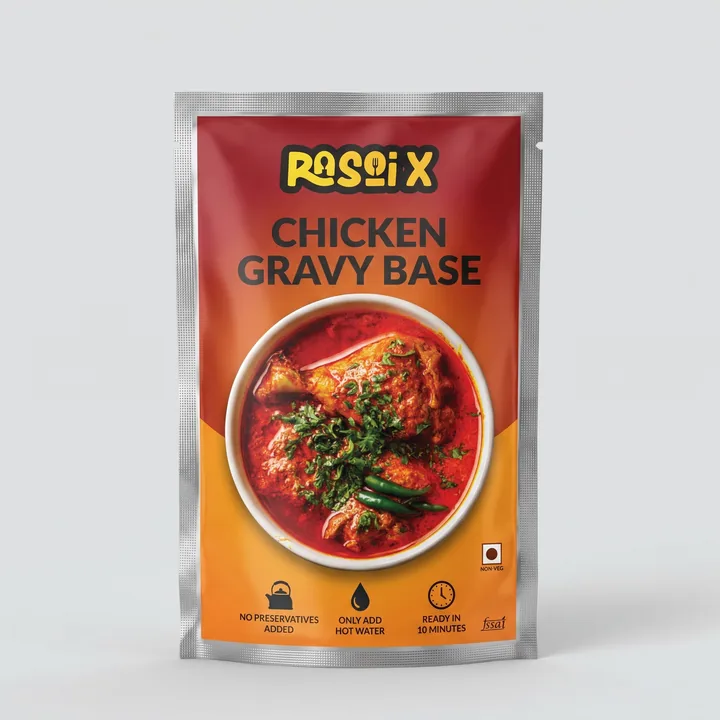 Chicken Gravy Base Packaging for Rasoix - AI-generated packaging design concept