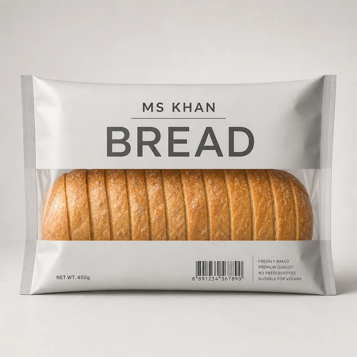 Bread Packaging for Ms Khan - AI-generated packaging design concept