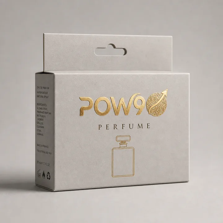Perfume Packaging for Pow9 - AI-generated packaging design concept