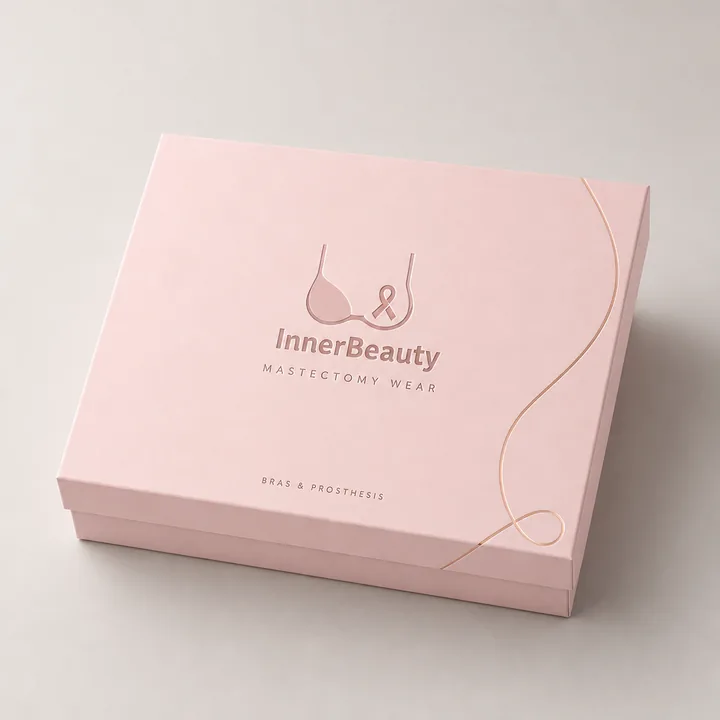 Mastectomy Wear (bras, Prosthesis) Packaging for InnerBeauty - AI-generated packaging design concept