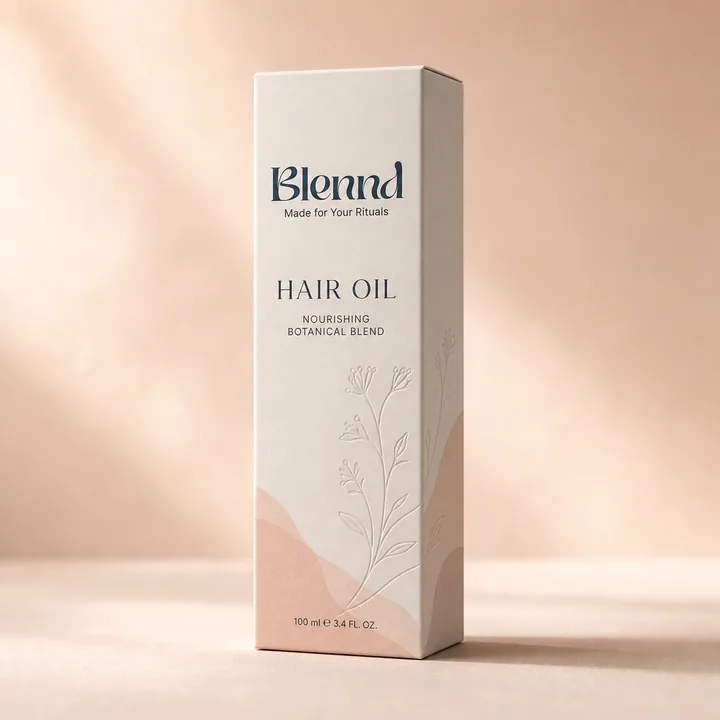 Hair Oil Packaging for Blennd - AI-generated packaging design concept