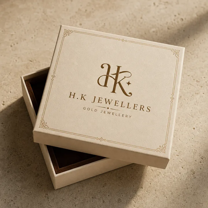 GOLD JEWELLERY Packaging for H.K JEWELLERS - AI-generated packaging design concept