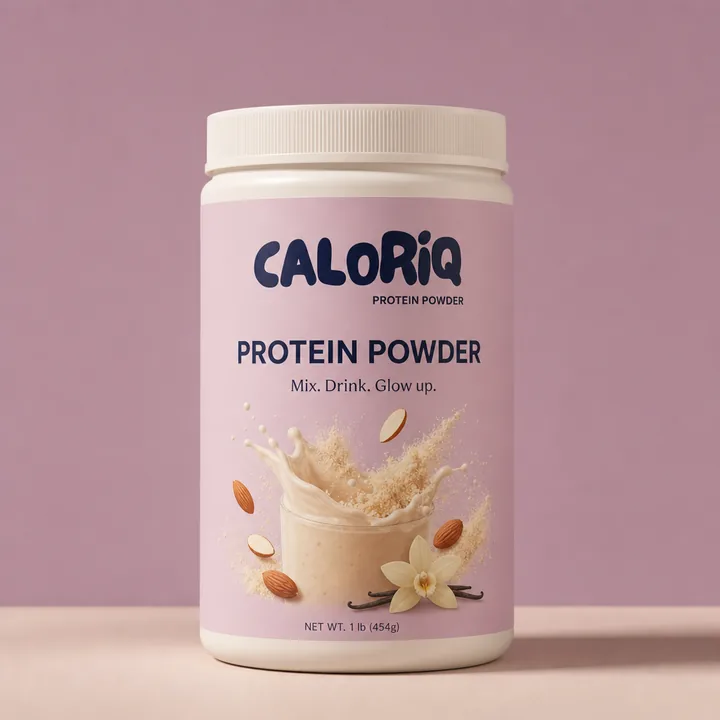 Protein Powder Packaging for Caloriq - AI-generated packaging design concept