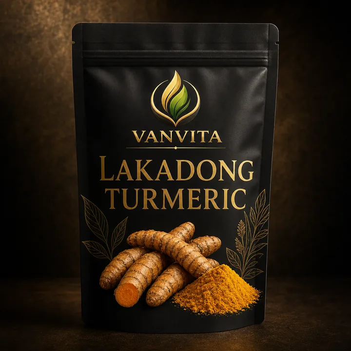 Lakadong Turmeric Packaging for Vanvita #1341 - AI-generated packaging design concept