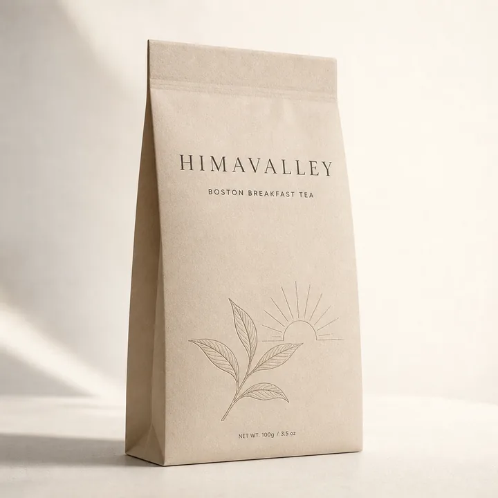 Boston Breakfast Tea Packaging for Himavalley - AI-generated packaging design concept