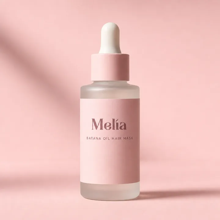 Batana Oil Hair Mask Packaging for MELIA - AI-generated packaging design concept