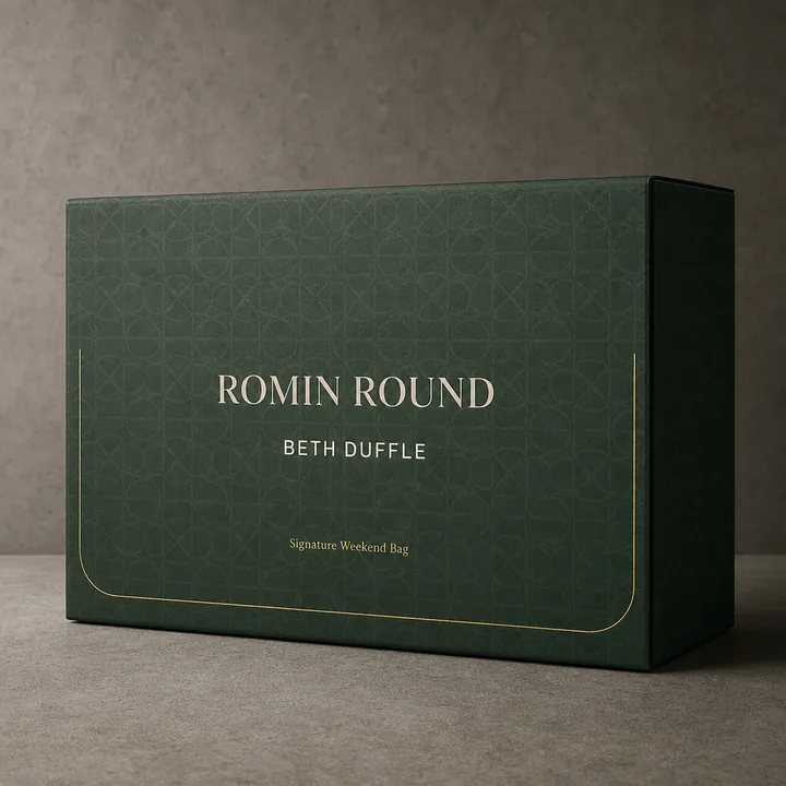 Beth Duffle Packaging for Romin Round - AI-generated packaging design concept