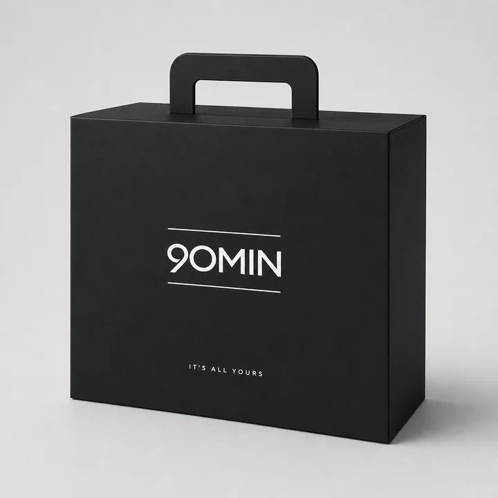 Gift Box Packaging for 90min - AI-generated packaging design concept