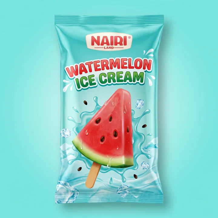 Watermelon Ice Cream Packaging for Nairi Land - AI-generated packaging design concept