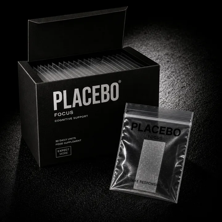 Focus Packaging for Placebo - AI-generated packaging design concept