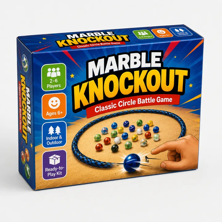 Marble Knockout Packaging for Classic Game - AI-generated packaging design concept