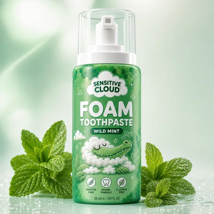 Foam Toothpaste Packaging for Sensitive Cloud - AI-generated packaging design concept