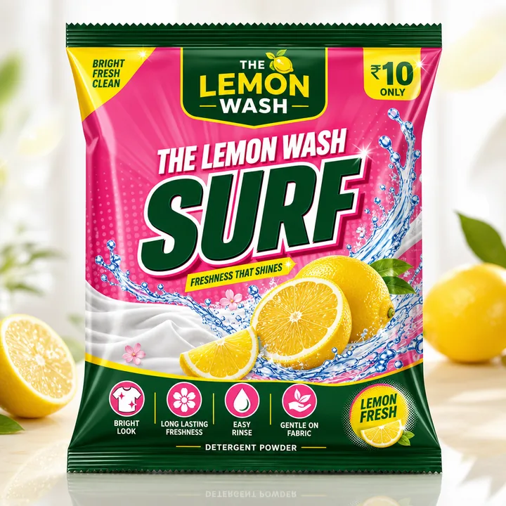 The Lemon Wash Surf Packaging for The Lemon Wash - AI-generated packaging design concept
