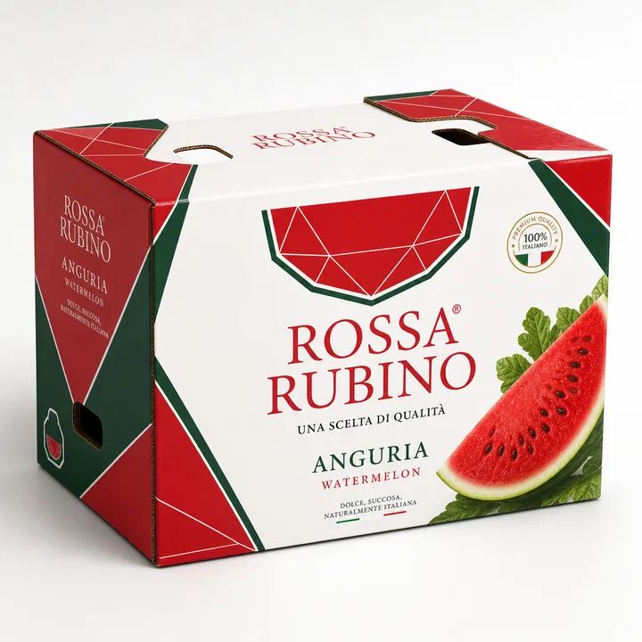 Watermelon Packaging for Rossa Rubino - AI-generated packaging design concept