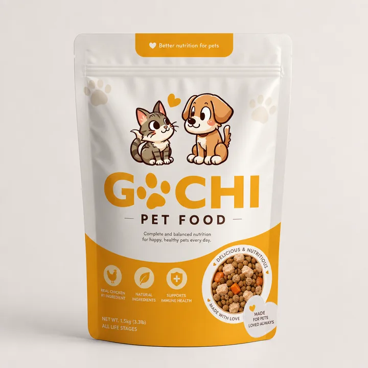 Pet Food Packaging for Gochi - AI-generated packaging design concept