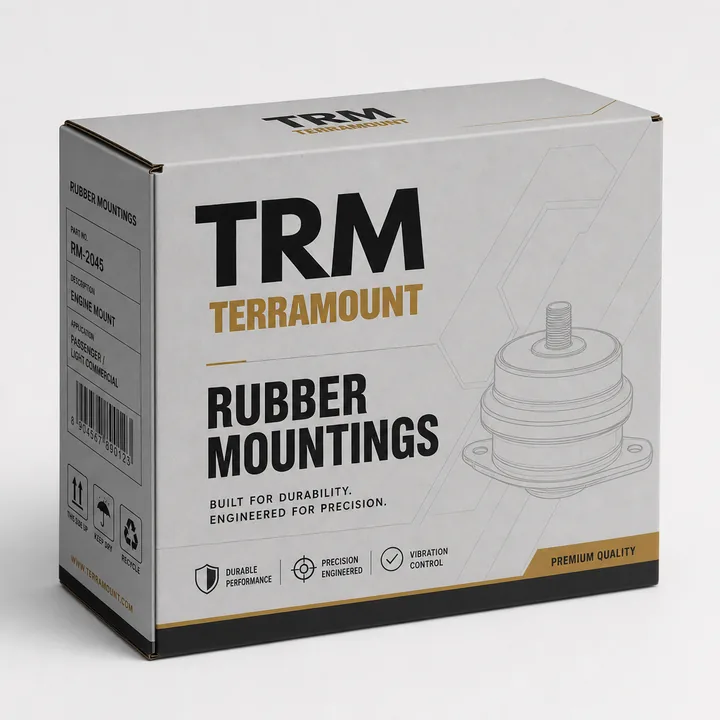 Rubber Mountings Packaging for TRM - AI-generated packaging design concept