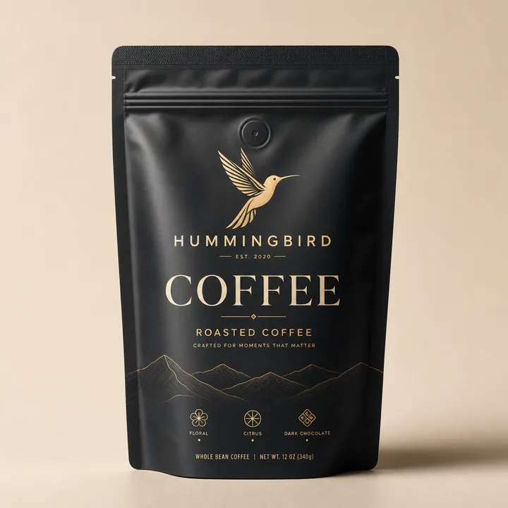 Coffee Packaging for Hummingbird - AI-generated packaging design concept