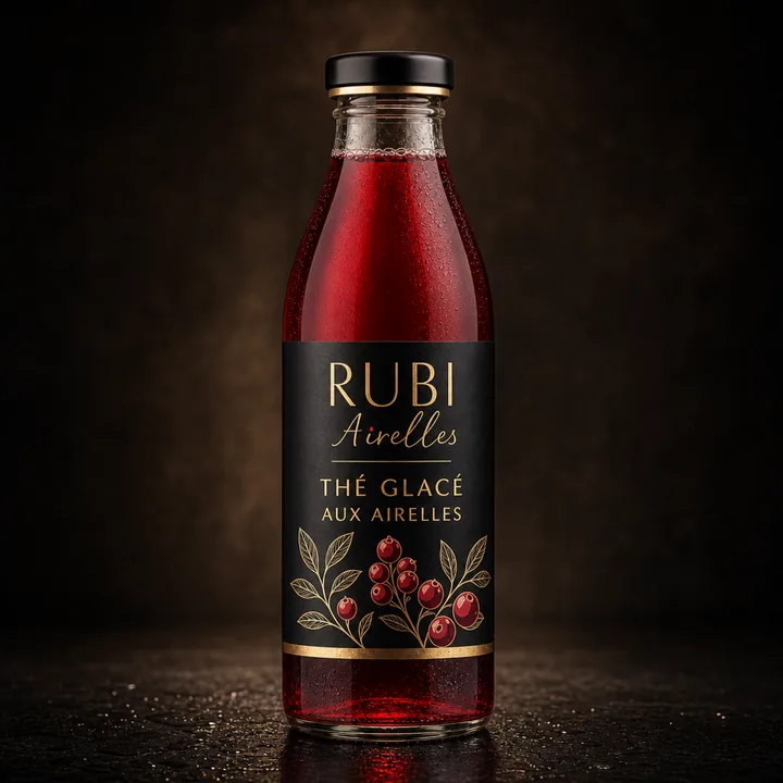 Thé Glacé Aux Airelles Packaging for RUBI Airelles - AI-generated packaging design concept