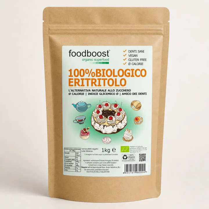 Eritritolo Packaging for Foodboost - AI-generated packaging design concept