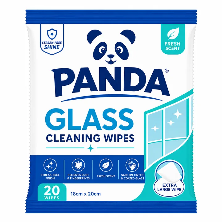 Glass Cleaning Wipes Packaging for Panda - AI-generated packaging design concept