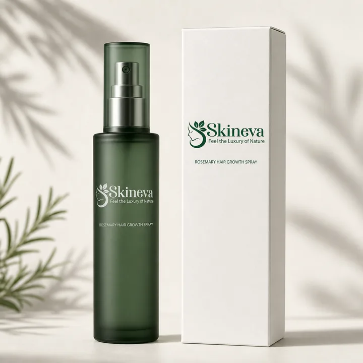 Rosemary Hair Growth Spray Packaging for Skineva - AI-generated packaging design concept