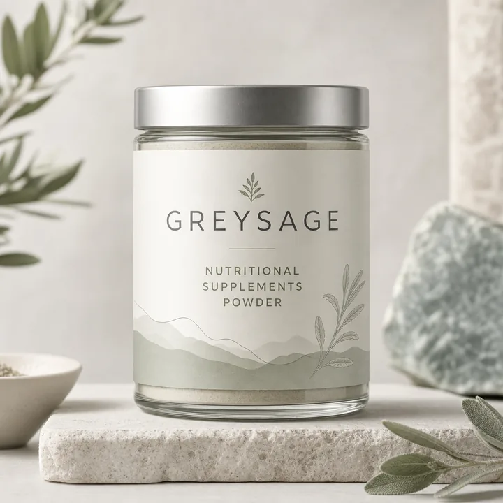 Nutritional Supplements Powder Packaging for GreySage - AI-generated packaging design concept