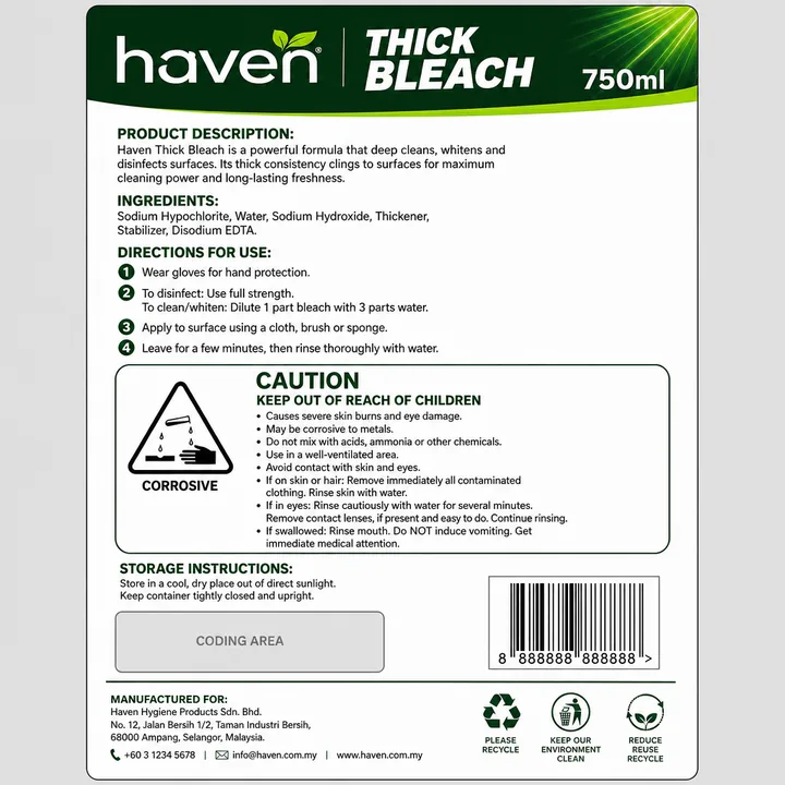 THICK BLEACH Packaging for Haven - AI-generated packaging design concept