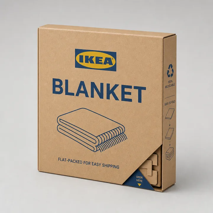 BLANKET Packaging for IKEA - AI-generated packaging design concept