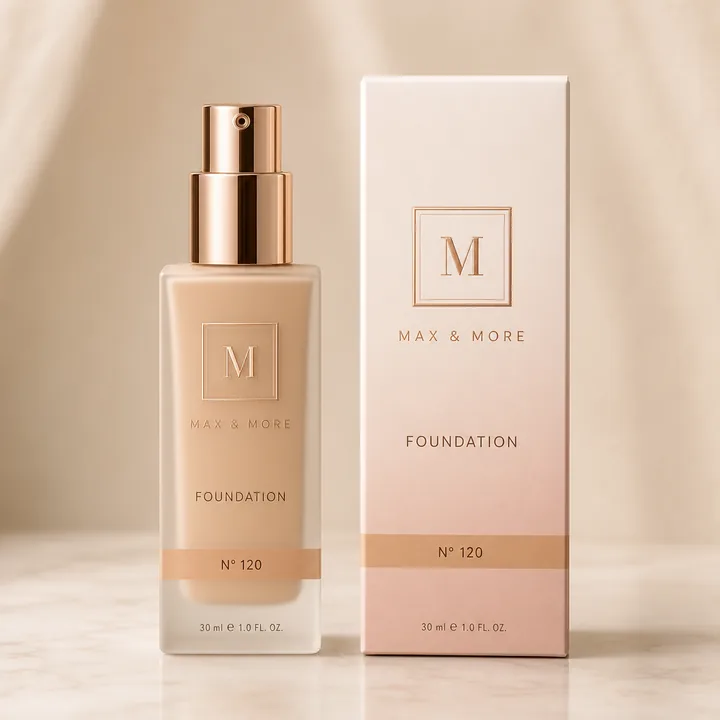 Foundation / Primer / Compact / Setting Spray / Makeup Fixer Packaging Design - AI-generated packaging design concept